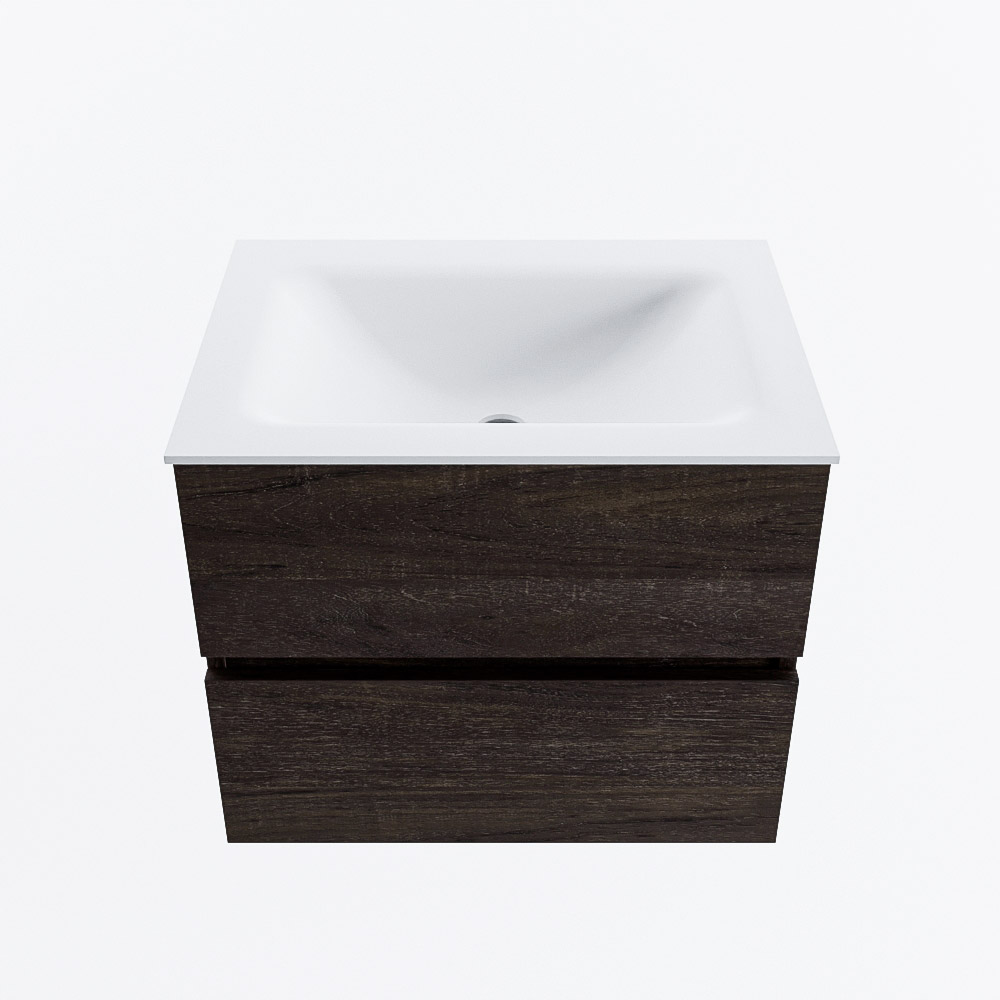 MONDIAZ VICA 60cm mueble de baño Dark Brown 2 cajones. Lavabo CLOUD Centro sin orificio, color Talc. 5 MONDIAZ VICA 60cm mueble de baño Dark Brown 2 cajones. Lavabo CLOUD Centro sin orificio, color Talc. - Imagen 5