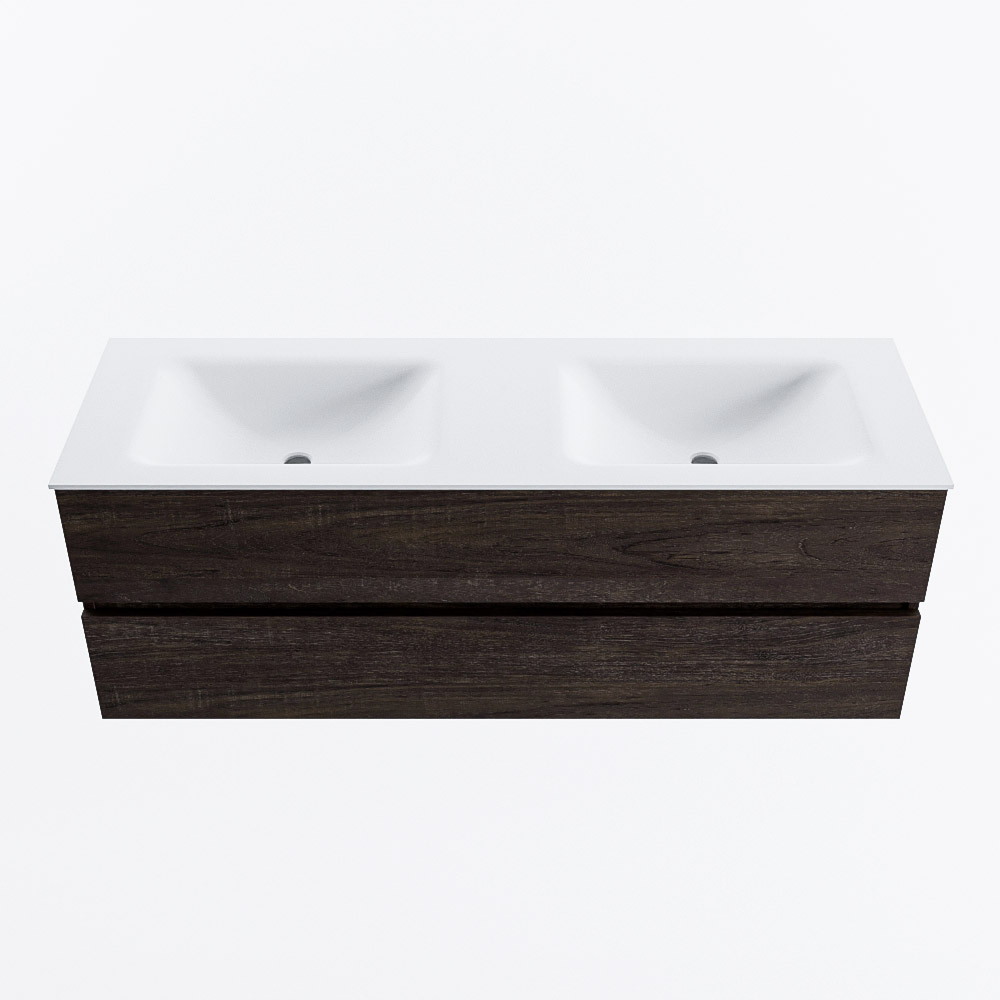 MONDIAZ VICA 140cm mueble de baño Dark Brown 2 cajones. Lavabo CLOUD Doble 2 orificios, color Talc. 5 MONDIAZ VICA 140cm mueble de baño Dark Brown 2 cajones. Lavabo CLOUD Doble 2 orificios, color Talc. - Imagen 5