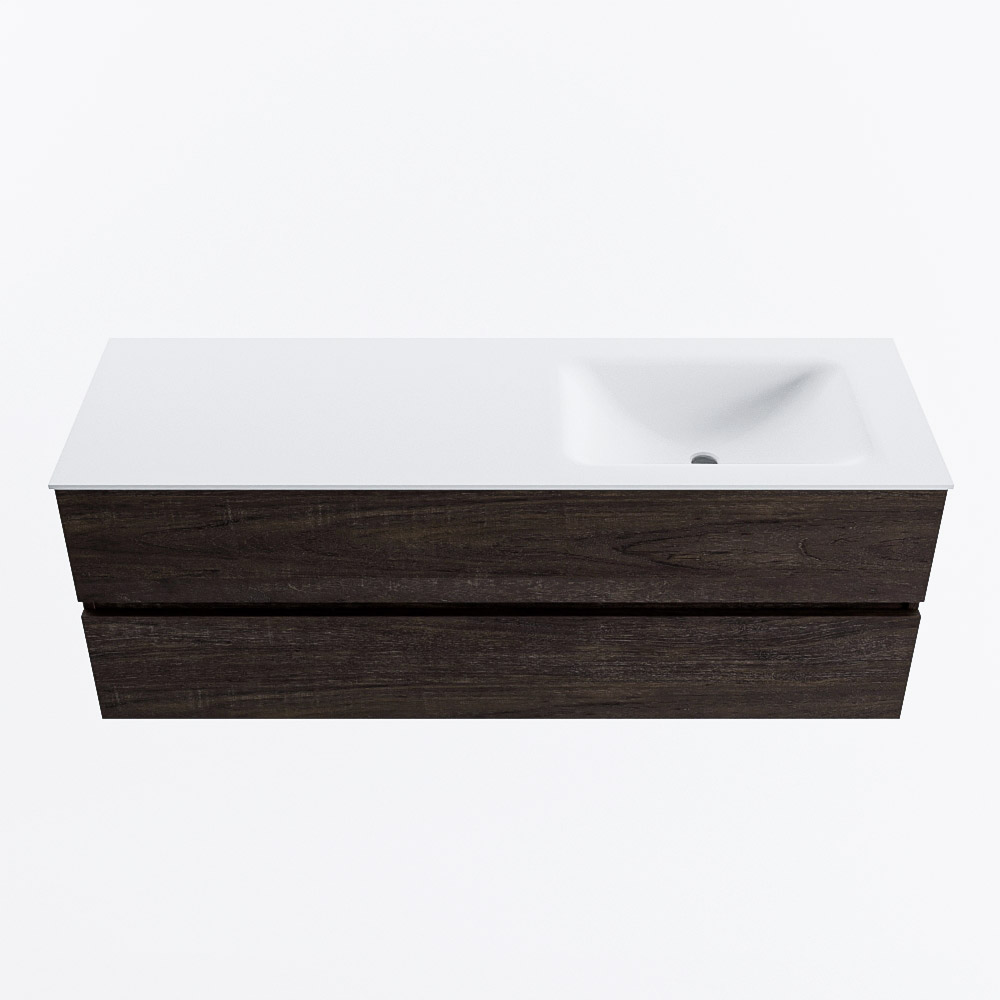MONDIAZ VICA 140cm mueble de baño Dark Brown 2 cajones. Lavabo CLOUD Derecho sin orificio, color Talc. 5 MONDIAZ VICA 140cm mueble de baño Dark Brown 2 cajones. Lavabo CLOUD Derecho sin orificio, color Talc. - Imagen 5