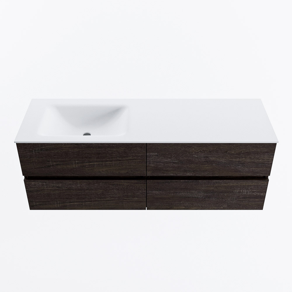 MONDIAZ VICA 140cm mueble de baño Dark Brown 4 cajones. Lavabo CLOUD Izquierda 1 orificio, color Talc. 5 MONDIAZ VICA 140cm mueble de baño Dark Brown 4 cajones. Lavabo CLOUD Izquierda 1 orificio, color Talc. - Imagen 5
