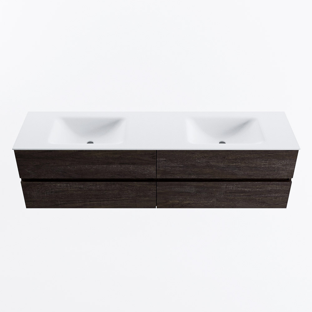 MONDIAZ VICA 180cm mueble de baño Dark Brown 4 cajones. Lavabo CLOUD Doble sin orificio, color Talc. 5 MONDIAZ VICA 180cm mueble de baño Dark Brown 4 cajones. Lavabo CLOUD Doble sin orificio, color Talc. - Imagen 5