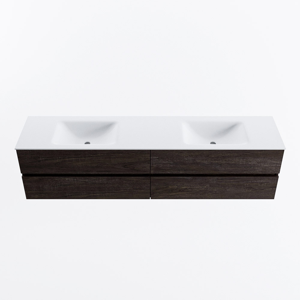 MONDIAZ VICA 200cm mueble de baño Dark Brown 4 cajones. Lavabo CLOUD Doble sin orificio, color Talc. 5 MONDIAZ VICA 200cm mueble de baño Dark Brown 4 cajones. Lavabo CLOUD Doble sin orificio, color Talc. - Imagen 5
