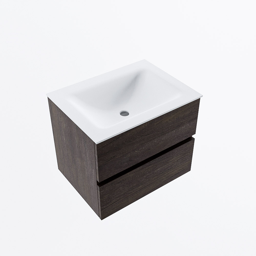 MONDIAZ VICA 60cm mueble de baño Dark Brown 2 cajones. Lavabo CLOUD Centro sin orificio, color Talc. 6 MONDIAZ VICA 60cm mueble de baño Dark Brown 2 cajones. Lavabo CLOUD Centro sin orificio, color Talc. - Imagen 6