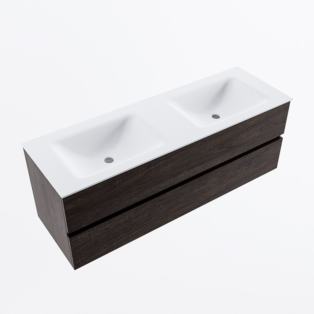 MONDIAZ VICA 140cm mueble de baño Dark Brown 2 cajones. Lavabo CLOUD Doble 2 orificios, color Talc. 6 MONDIAZ VICA 140cm mueble de baño Dark Brown 2 cajones. Lavabo CLOUD Doble 2 orificios, color Talc. - Imagen 6