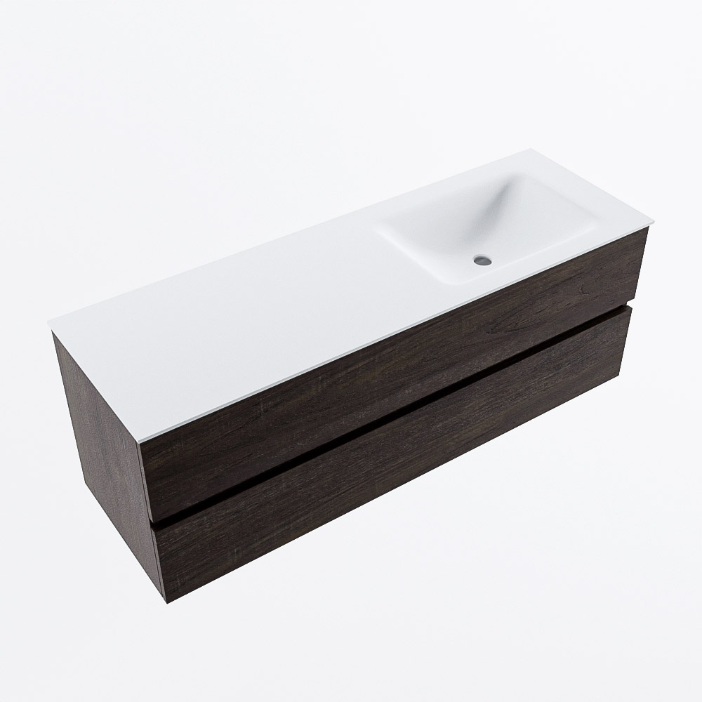 MONDIAZ VICA 140cm mueble de baño Dark Brown 2 cajones. Lavabo CLOUD Derecho sin orificio, color Talc. 6 MONDIAZ VICA 140cm mueble de baño Dark Brown 2 cajones. Lavabo CLOUD Derecho sin orificio, color Talc. - Imagen 6