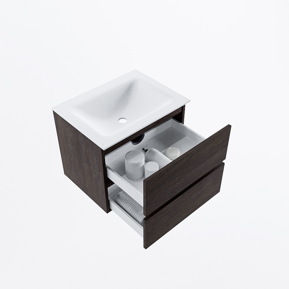 MONDIAZ VICA 60cm mueble de baño Dark Brown 2 cajones. Lavabo CLOUD Centro sin orificio, color Talc. 7 MONDIAZ VICA 60cm mueble de baño Dark Brown 2 cajones. Lavabo CLOUD Centro sin orificio, color Talc. - Imagen 7