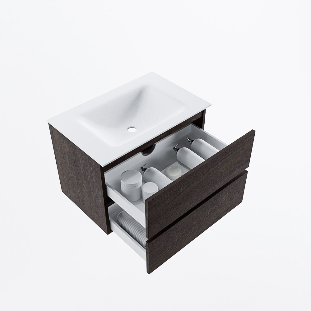 MONDIAZ VICA 70cm mueble de baño Dark Brown 2 cajones. Lavabo CLOUD Centro sin orificio, color Talc. 7 MONDIAZ VICA 70cm mueble de baño Dark Brown 2 cajones. Lavabo CLOUD Centro sin orificio, color Talc. - Imagen 7