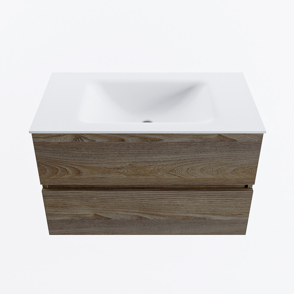 MONDIAZ VICA 80cm mueble de baño Dark Brown Grey 2 cajones. Lavabo CLOUD Centro sin orificio, color Talc. 5 MONDIAZ VICA 80cm mueble de baño Dark Brown Grey 2 cajones. Lavabo CLOUD Centro sin orificio, color Talc. - Imagen 5