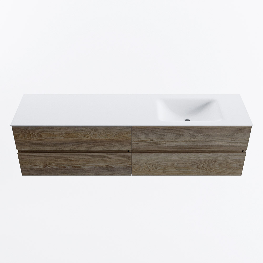 MONDIAZ VICA 180cm mueble de baño Dark Brown Grey 4 cajones. Lavabo CLOUD Derecho sin orificio, color Talc. 5 MONDIAZ VICA 180cm mueble de baño Dark Brown Grey 4 cajones. Lavabo CLOUD Derecho sin orificio, color Talc. - Imagen 5