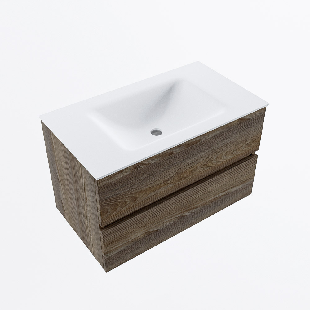 MONDIAZ VICA 80cm mueble de baño Dark Brown Grey 2 cajones. Lavabo CLOUD Centro sin orificio, color Talc. 6 MONDIAZ VICA 80cm mueble de baño Dark Brown Grey 2 cajones. Lavabo CLOUD Centro sin orificio, color Talc. - Imagen 6