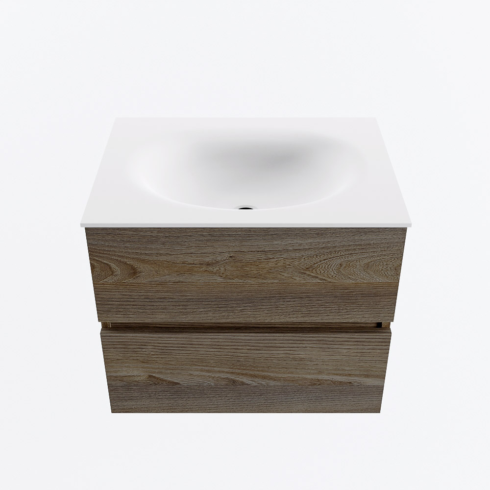 MONDIAZ VICA 60cm mueble de baño Dark Brown Grey 2 cajones. Lavabo MOON Centro sin orificio, color Talc. 5 MONDIAZ VICA 60cm mueble de baño Dark Brown Grey 2 cajones. Lavabo MOON Centro sin orificio, color Talc. - Imagen 5