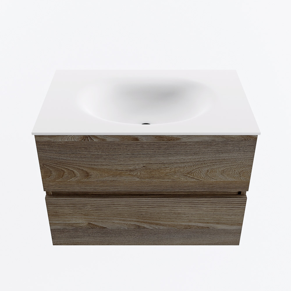 MONDIAZ VICA 70cm mueble de baño Dark Brown Grey 2 cajones. Lavabo MOON Centro 1 orificio, color Talc. 5 MONDIAZ VICA 70cm mueble de baño Dark Brown Grey 2 cajones. Lavabo MOON Centro 1 orificio, color Talc. - Imagen 5