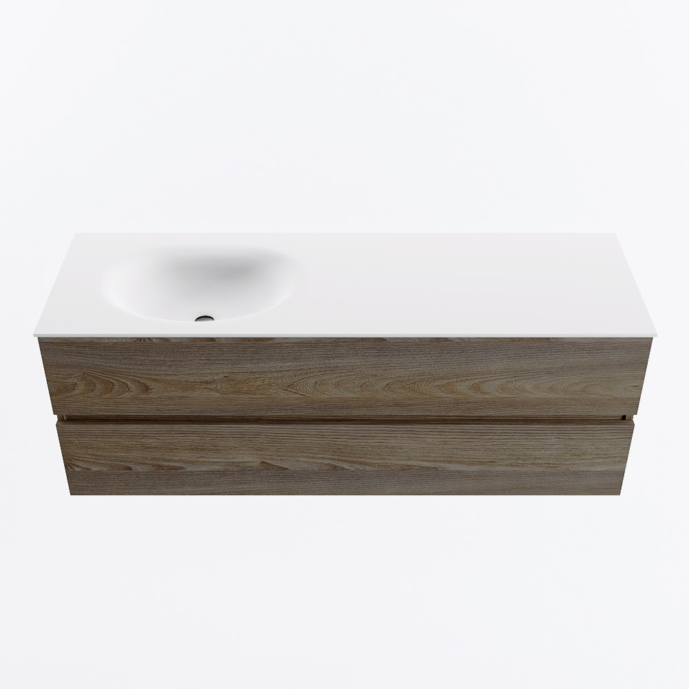 MONDIAZ VICA 140cm mueble de baño Dark Brown Grey 2 cajones. Lavabo MOON Izquierda 1 orificio, color Talc. 5 MONDIAZ VICA 140cm mueble de baño Dark Brown Grey 2 cajones. Lavabo MOON Izquierda 1 orificio, color Talc. - Imagen 5