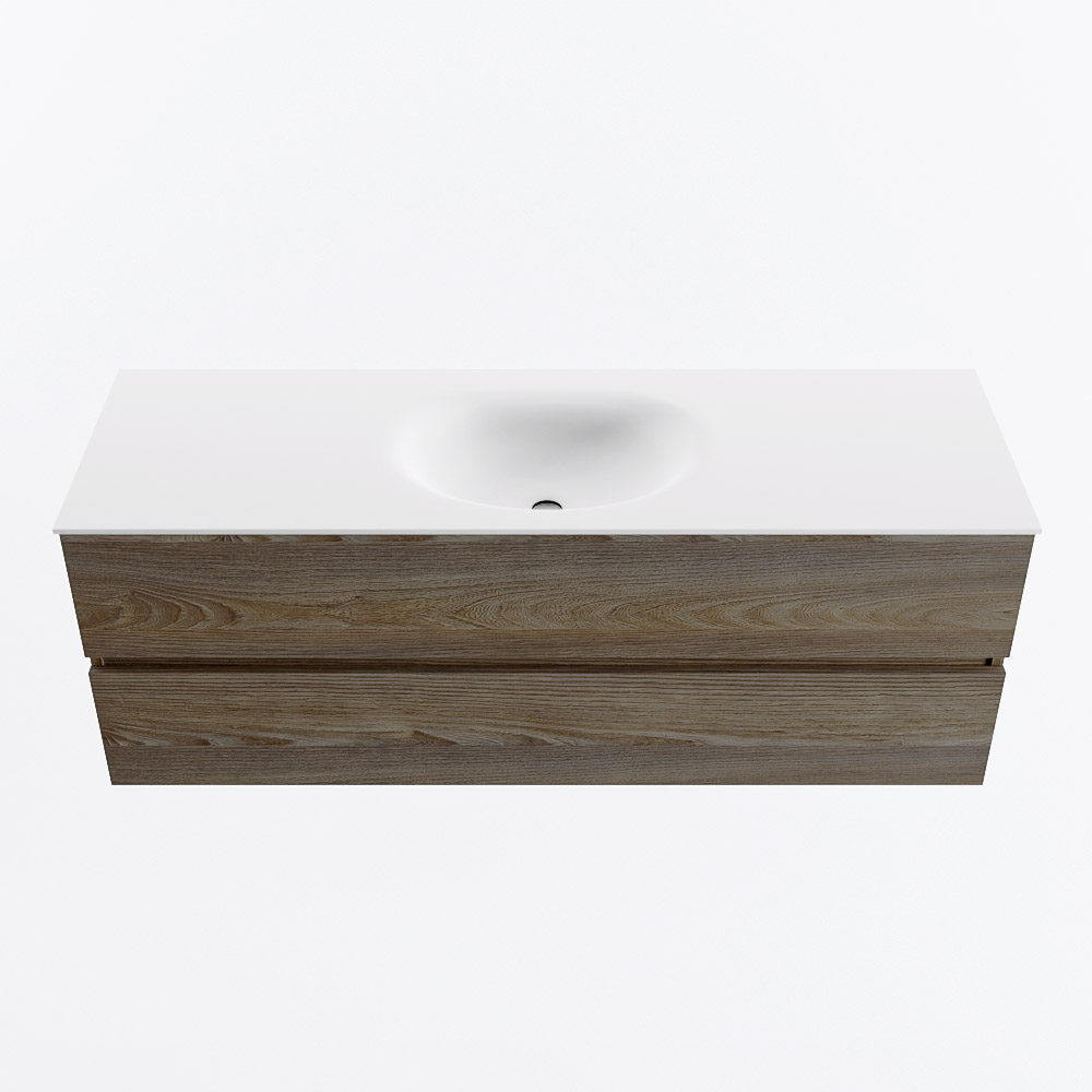 MONDIAZ VICA 140cm mueble de baño Dark Brown Grey 2 cajones. Lavabo MOON Centro sin orificio, color Talc. 5 MONDIAZ VICA 140cm mueble de baño Dark Brown Grey 2 cajones. Lavabo MOON Centro sin orificio, color Talc. - Imagen 5