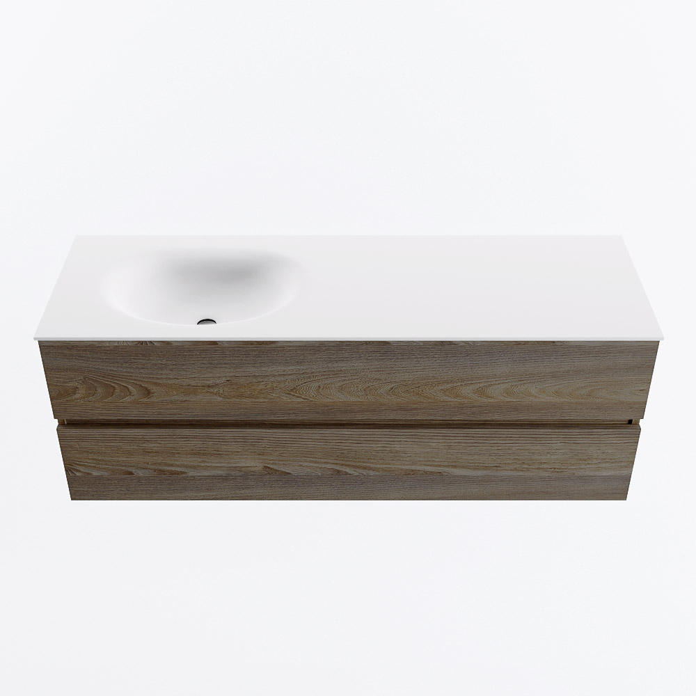 MONDIAZ VICA 140cm mueble de baño Dark Brown Grey 2 cajones. Lavabo MOON Izquierda sin orificio, color Talc. 5 MONDIAZ VICA 140cm mueble de baño Dark Brown Grey 2 cajones. Lavabo MOON Izquierda sin orificio, color Talc. - Imagen 5
