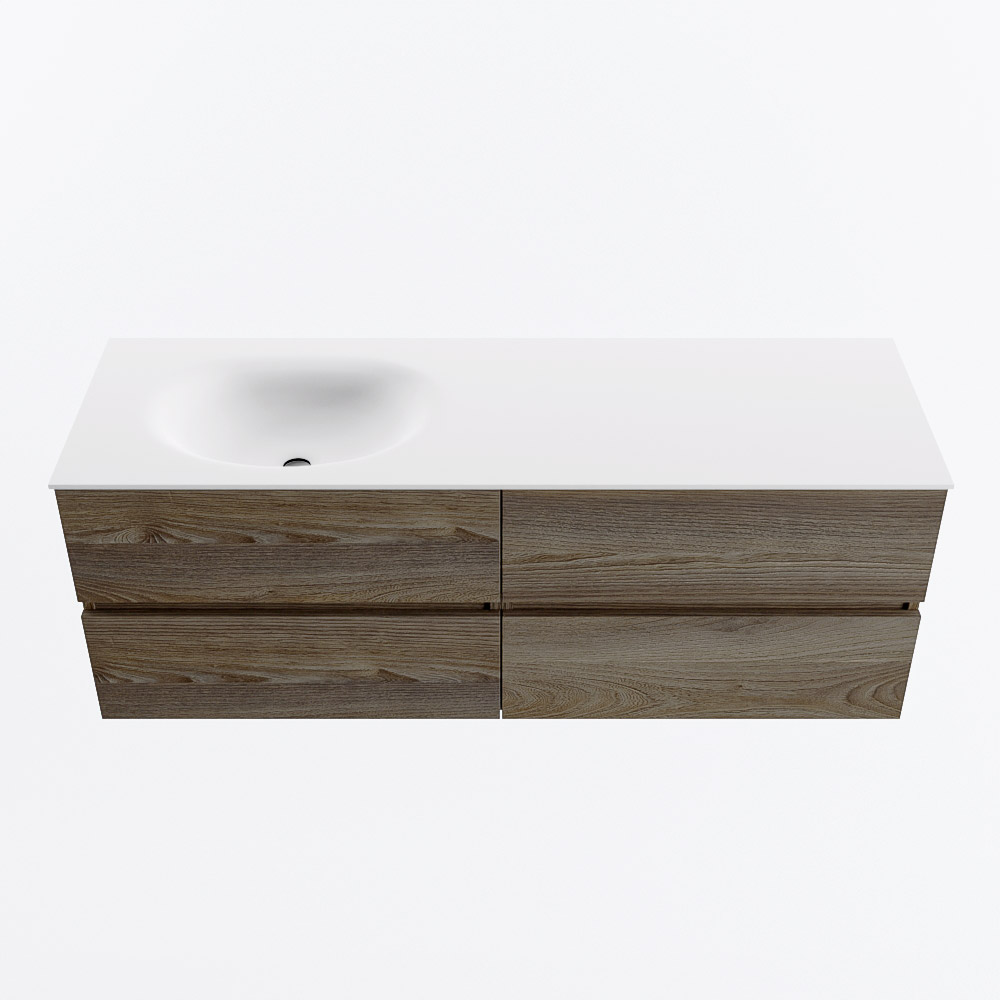 MONDIAZ VICA 140cm mueble de baño Dark Brown Grey 4 cajones. Lavabo MOON Izquierda 1 orificio, color Talc. 5 MONDIAZ VICA 140cm mueble de baño Dark Brown Grey 4 cajones. Lavabo MOON Izquierda 1 orificio, color Talc. - Imagen 5