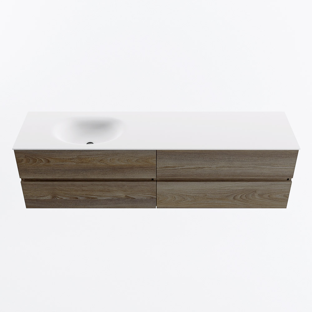 MONDIAZ VICA 180cm mueble de baño Dark Brown Grey 4 cajones. Lavabo MOON Izquierda 1 orificio, color Talc. 5 MONDIAZ VICA 180cm mueble de baño Dark Brown Grey 4 cajones. Lavabo MOON Izquierda 1 orificio, color Talc. - Imagen 5