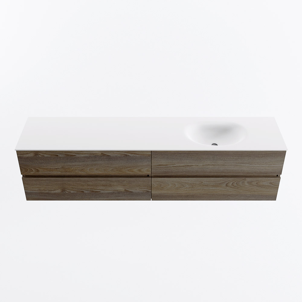 MONDIAZ VICA 200cm mueble de baño Dark Brown Grey 4 cajones. Lavabo MOON Derecho sin orificio, color Talc. 5 MONDIAZ VICA 200cm mueble de baño Dark Brown Grey 4 cajones. Lavabo MOON Derecho sin orificio, color Talc. - Imagen 5