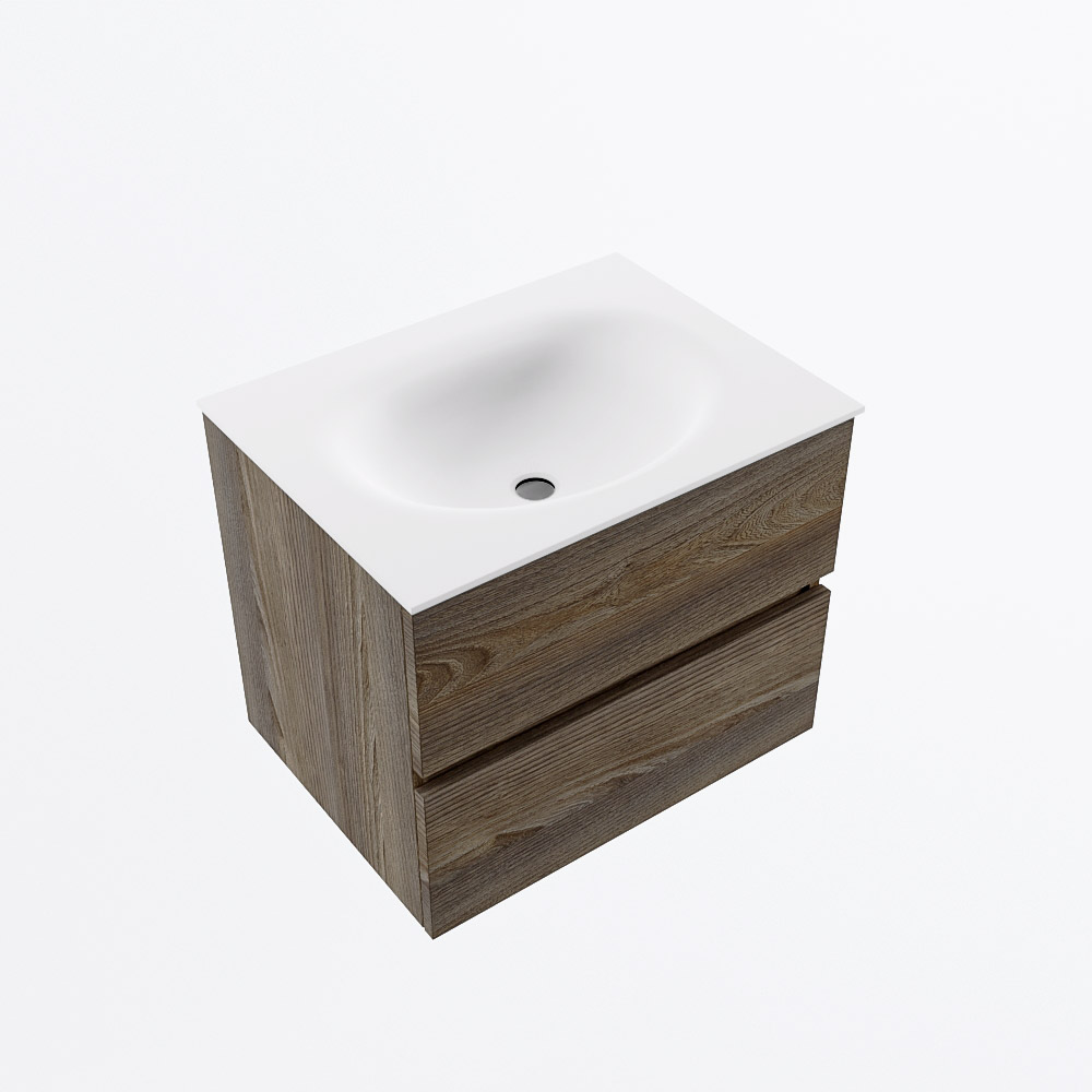 MONDIAZ VICA 60cm mueble de baño Dark Brown Grey 2 cajones. Lavabo MOON Centro sin orificio, color Talc. 6 MONDIAZ VICA 60cm mueble de baño Dark Brown Grey 2 cajones. Lavabo MOON Centro sin orificio, color Talc. - Imagen 6