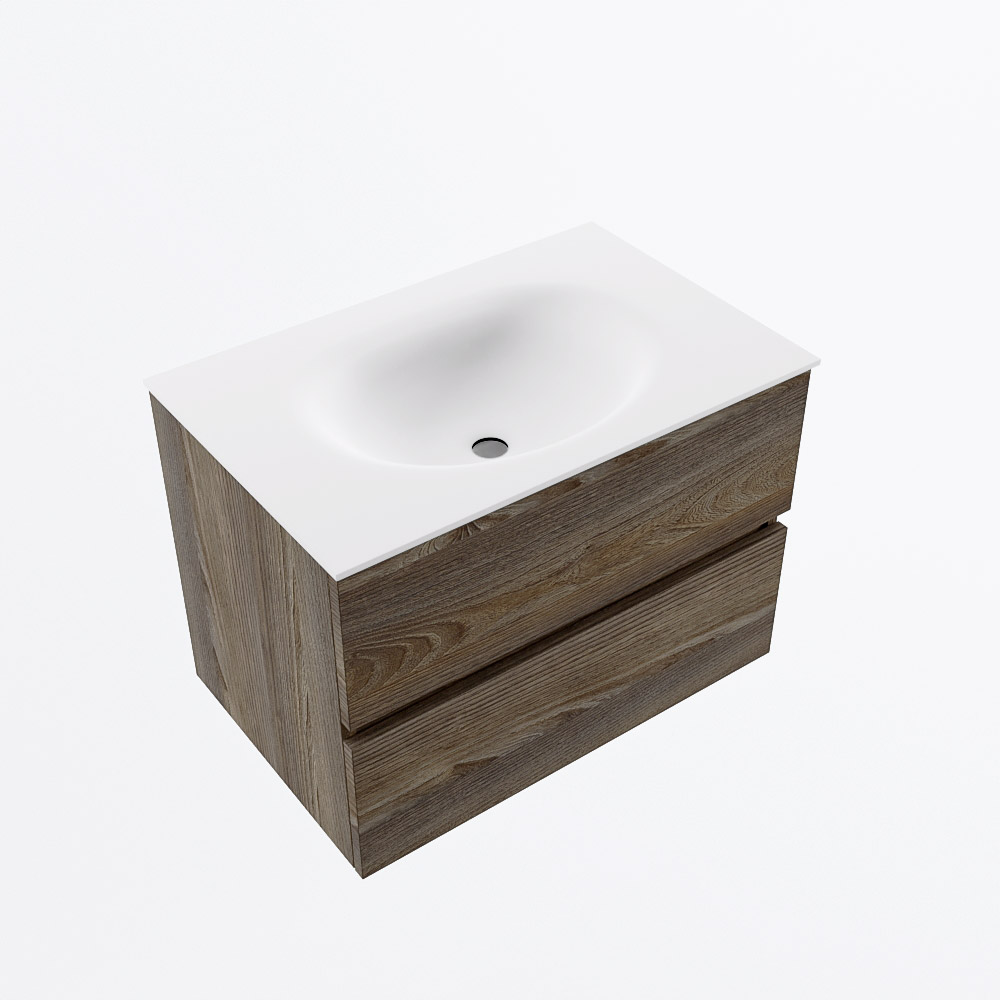 MONDIAZ VICA 70cm mueble de baño Dark Brown Grey 2 cajones. Lavabo MOON Centro 1 orificio, color Talc. 6 MONDIAZ VICA 70cm mueble de baño Dark Brown Grey 2 cajones. Lavabo MOON Centro 1 orificio, color Talc. - Imagen 6