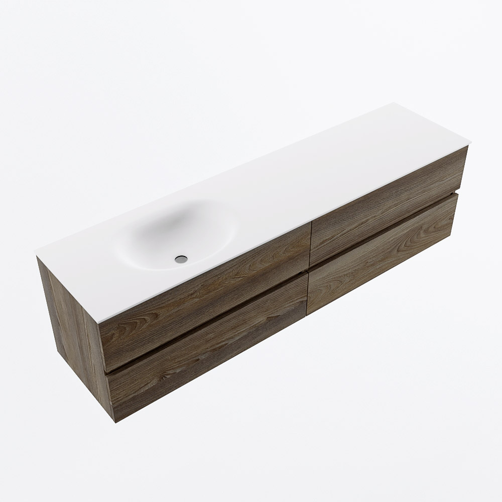 MONDIAZ VICA 180cm mueble de baño Dark Brown Grey 4 cajones. Lavabo MOON Izquierda 1 orificio, color Talc. 6 MONDIAZ VICA 180cm mueble de baño Dark Brown Grey 4 cajones. Lavabo MOON Izquierda 1 orificio, color Talc. - Imagen 6