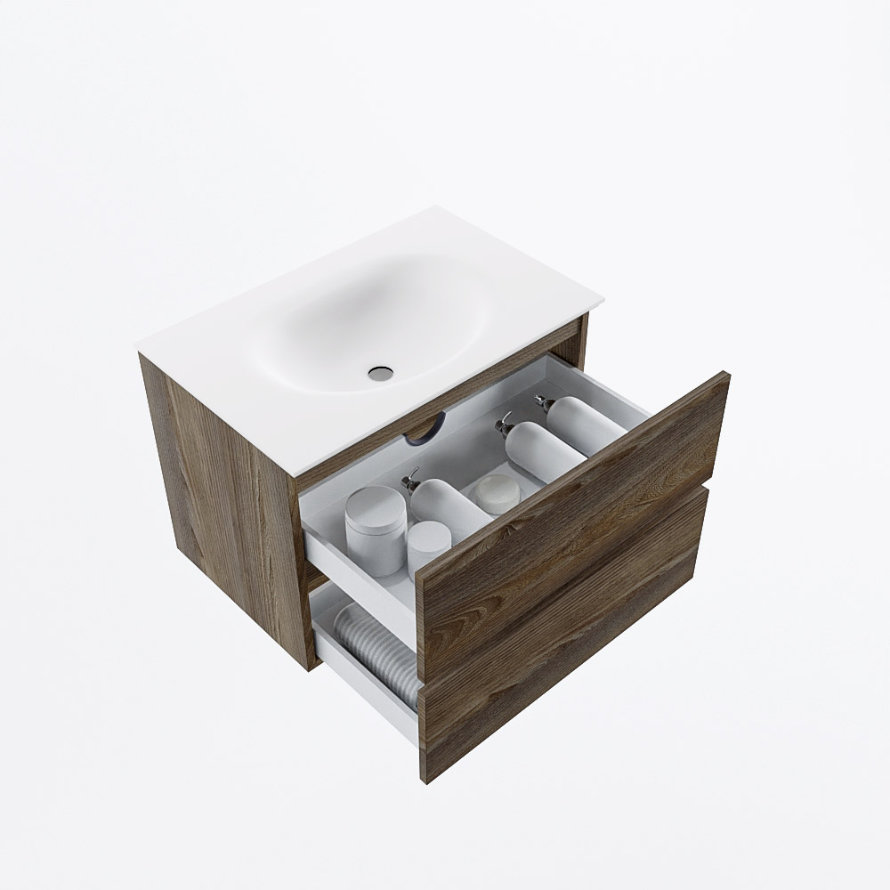 MONDIAZ VICA 70cm mueble de baño Dark Brown Grey 2 cajones. Lavabo MOON Centro 1 orificio, color Talc. 7 MONDIAZ VICA 70cm mueble de baño Dark Brown Grey 2 cajones. Lavabo MOON Centro 1 orificio, color Talc. - Imagen 7