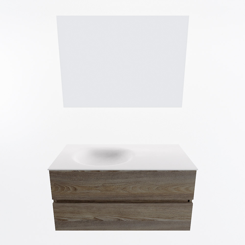 MONDIAZ VICA 100cm mueble de baño Dark Brown Grey 2 cajones. Lavabo MOON Izquierda 1 orificio color Talc con espejo LED. 5 MONDIAZ VICA 100cm mueble de baño Dark Brown Grey 2 cajones. Lavabo MOON Izquierda 1 orificio color Talc con espejo LED. - Imagen 5