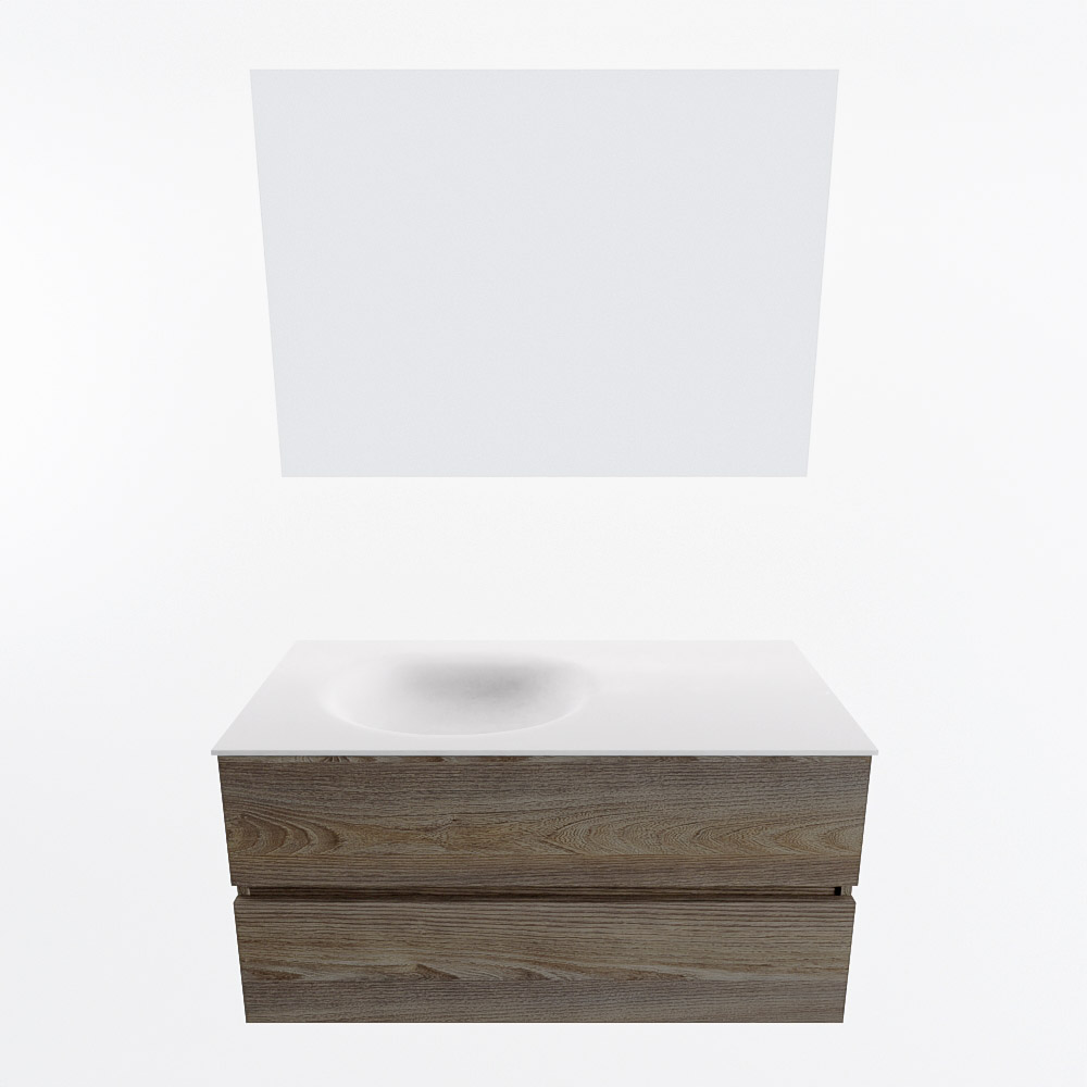 MONDIAZ VICA 100cm mueble de baño Dark Brown Grey 2 cajones. Lavabo MOON Izquierda sin orificio color Talc con espejo LED. 5 MONDIAZ VICA 100cm mueble de baño Dark Brown Grey 2 cajones. Lavabo MOON Izquierda sin orificio color Talc con espejo LED. - Imagen 5