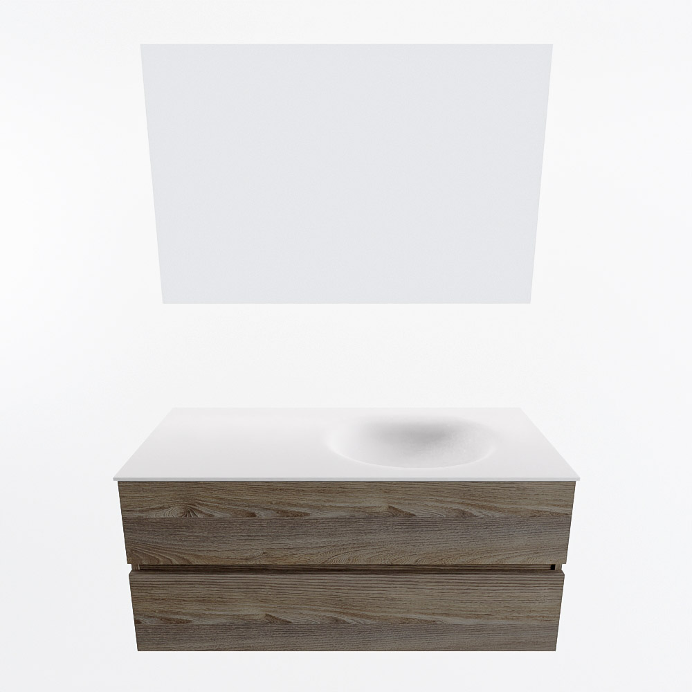 MONDIAZ VICA 110cm mueble de baño Dark Brown Grey 2 cajones. Lavabo MOON Derecho 1 orificio color Talc con espejo LED. 5 MONDIAZ VICA 110cm mueble de baño Dark Brown Grey 2 cajones. Lavabo MOON Derecho 1 orificio color Talc con espejo LED. - Imagen 5