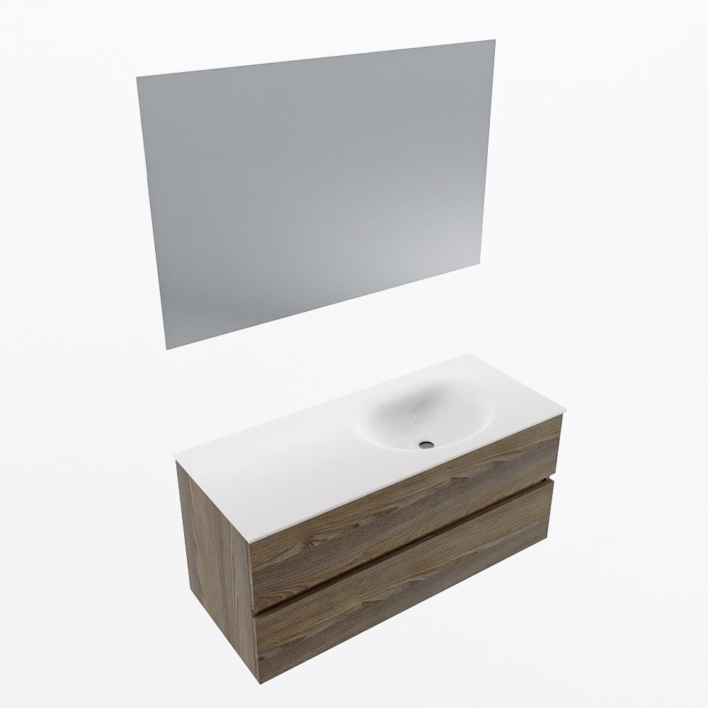 MONDIAZ VICA 110cm mueble de baño Dark Brown Grey 2 cajones. Lavabo MOON Derecho 1 orificio color Talc con espejo LED. 6 MONDIAZ VICA 110cm mueble de baño Dark Brown Grey 2 cajones. Lavabo MOON Derecho 1 orificio color Talc con espejo LED. - Imagen 6