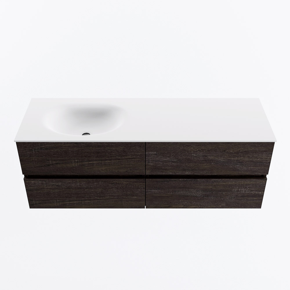 MONDIAZ VICA 140cm mueble de baño Dark Brown 4 cajones. Lavabo MOON Izquierda sin orificio, color Talc. 5 MONDIAZ VICA 140cm mueble de baño Dark Brown 4 cajones. Lavabo MOON Izquierda sin orificio, color Talc. - Imagen 5