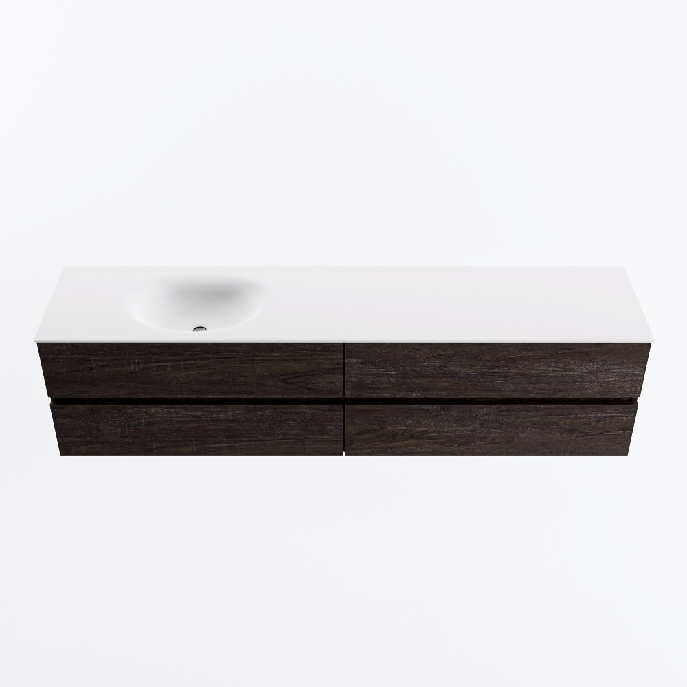 MONDIAZ VICA 200cm mueble de baño Dark Brown 4 cajones. Lavabo MOON Izquierda 1 orificio, color Talc. 5 MONDIAZ VICA 200cm mueble de baño Dark Brown 4 cajones. Lavabo MOON Izquierda 1 orificio, color Talc. - Imagen 5