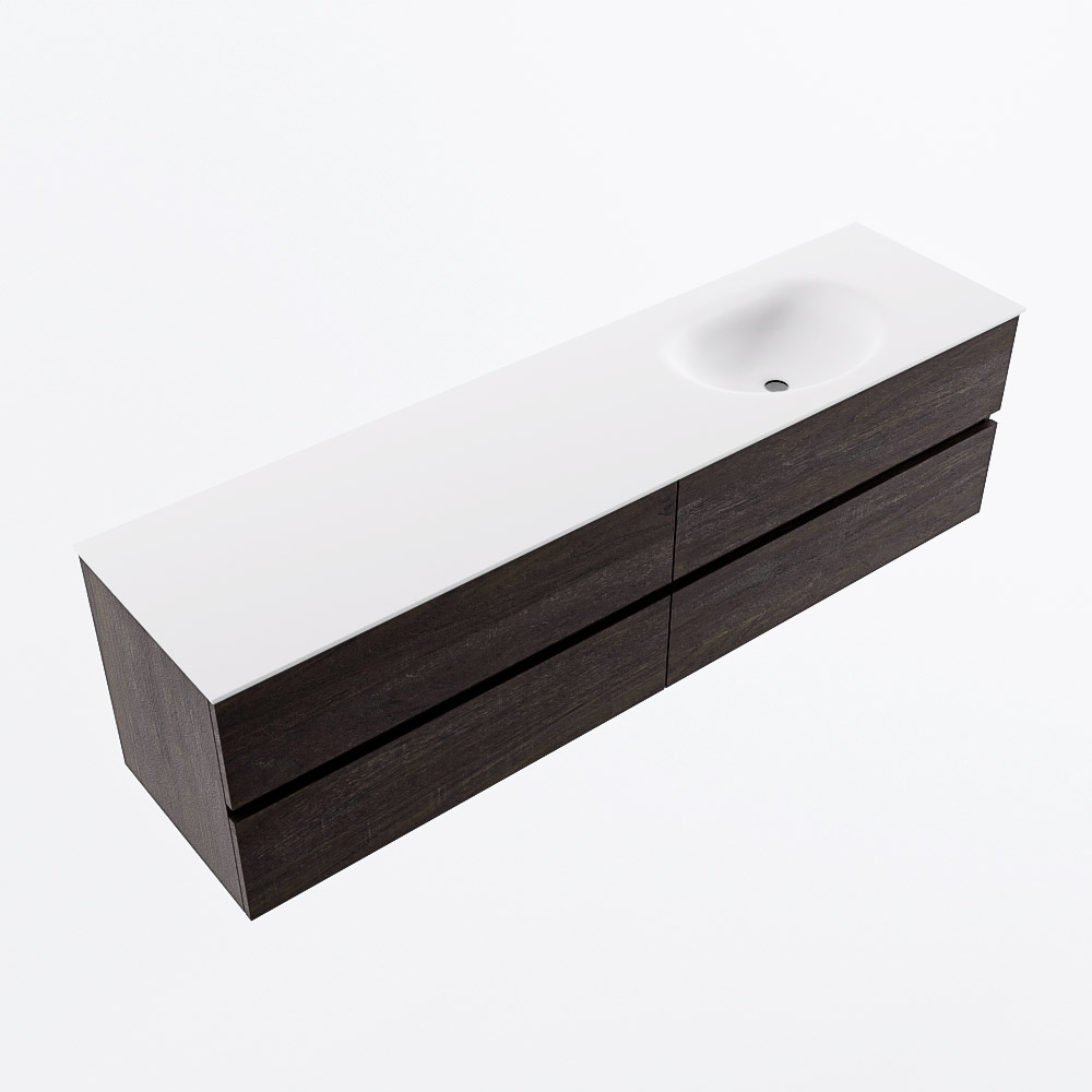 MONDIAZ VICA 180cm mueble de baño Dark Brown 4 cajones. Lavabo MOON Derecho sin orificio, color Talc. 6 MONDIAZ VICA 180cm mueble de baño Dark Brown 4 cajones. Lavabo MOON Derecho sin orificio, color Talc. - Imagen 6