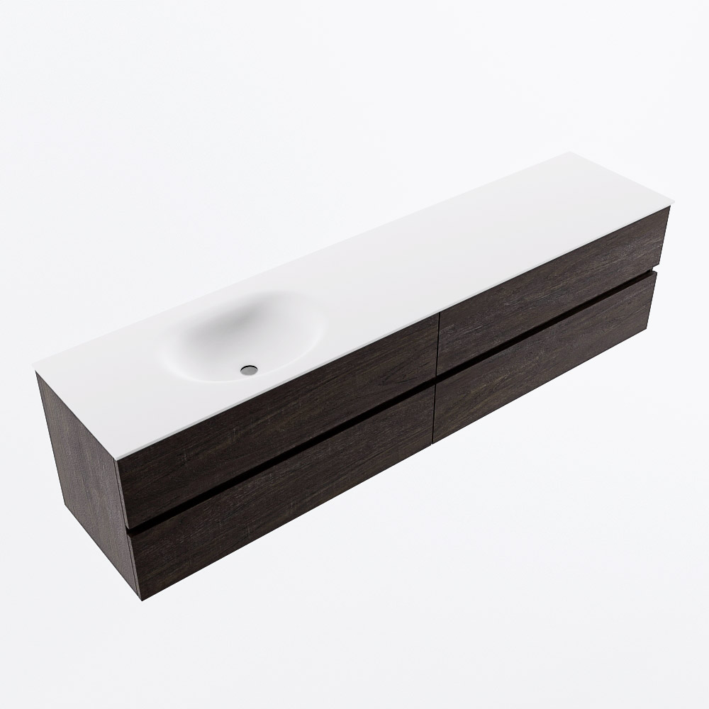 MONDIAZ VICA 200cm mueble de baño Dark Brown 4 cajones. Lavabo MOON Izquierda 1 orificio, color Talc. 6 MONDIAZ VICA 200cm mueble de baño Dark Brown 4 cajones. Lavabo MOON Izquierda 1 orificio, color Talc. - Imagen 6