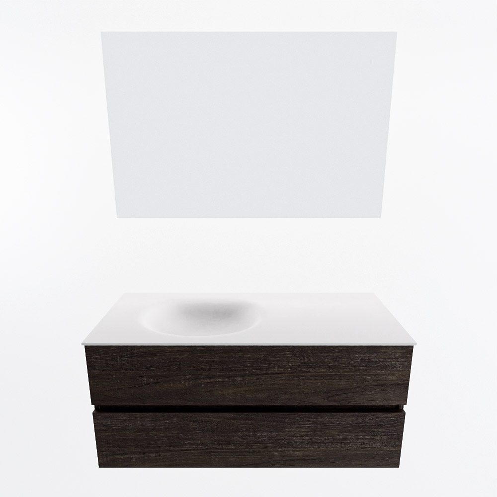 MONDIAZ VICA 110cm mueble de baño Dark Brown 2 cajones. Lavabo MOON Izquierda sin orificio color Talc con espejo LED. 5 MONDIAZ VICA 110cm mueble de baño Dark Brown 2 cajones. Lavabo MOON Izquierda sin orificio color Talc con espejo LED. - Imagen 5