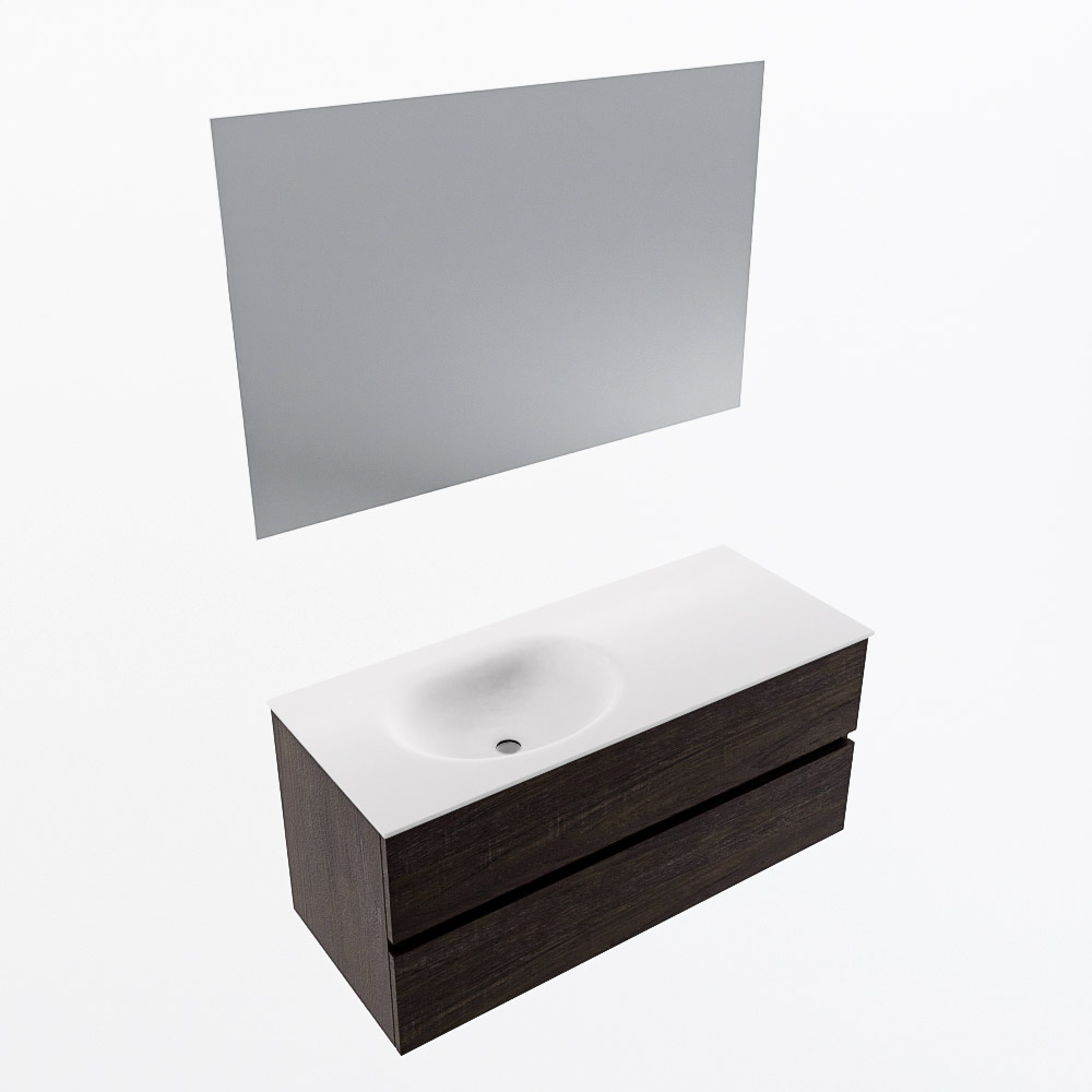 MONDIAZ VICA 110cm mueble de baño Dark Brown 2 cajones. Lavabo MOON Izquierda sin orificio color Talc con espejo LED. 6 MONDIAZ VICA 110cm mueble de baño Dark Brown 2 cajones. Lavabo MOON Izquierda sin orificio color Talc con espejo LED. - Imagen 6