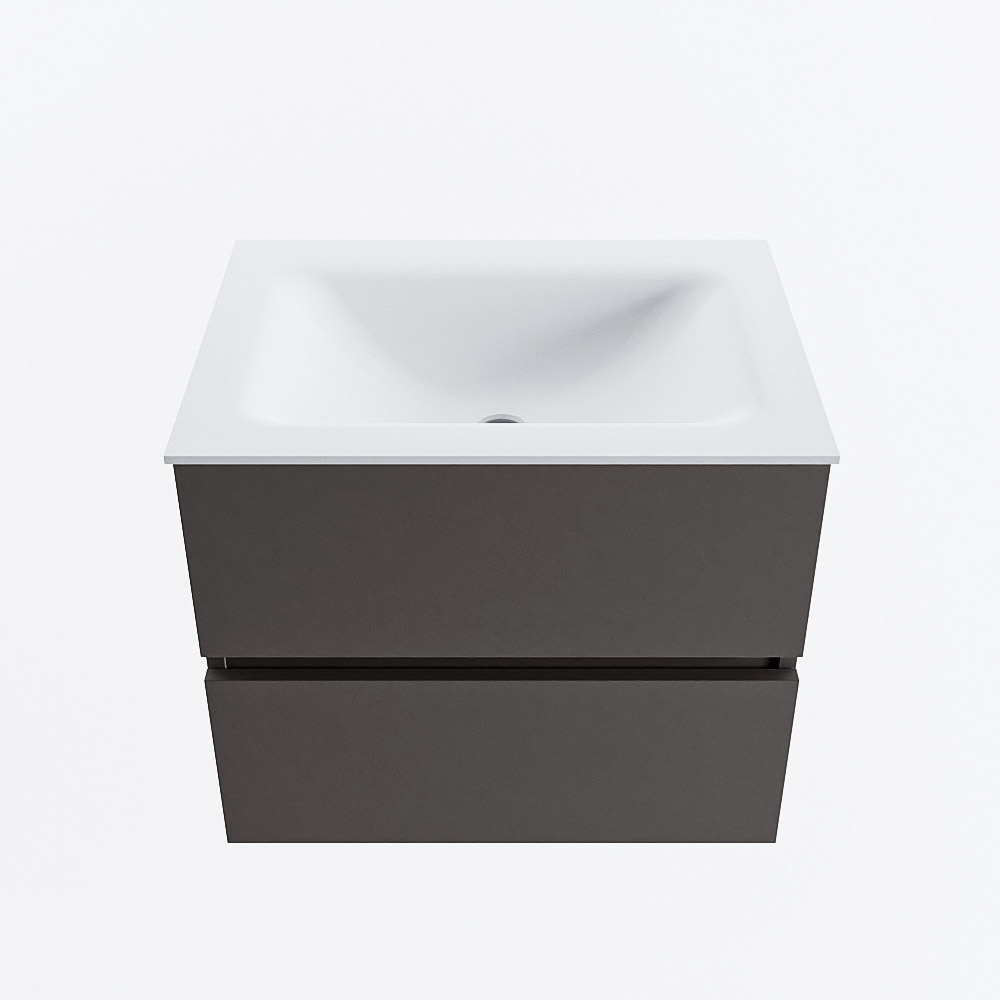 MONDIAZ VICA 60cm mueble de baño Dark Grey 2 cajones. Lavabo CLOUD Centro sin orificio, color Talc. 5 MONDIAZ VICA 60cm mueble de baño Dark Grey 2 cajones. Lavabo CLOUD Centro sin orificio, color Talc. - Imagen 5