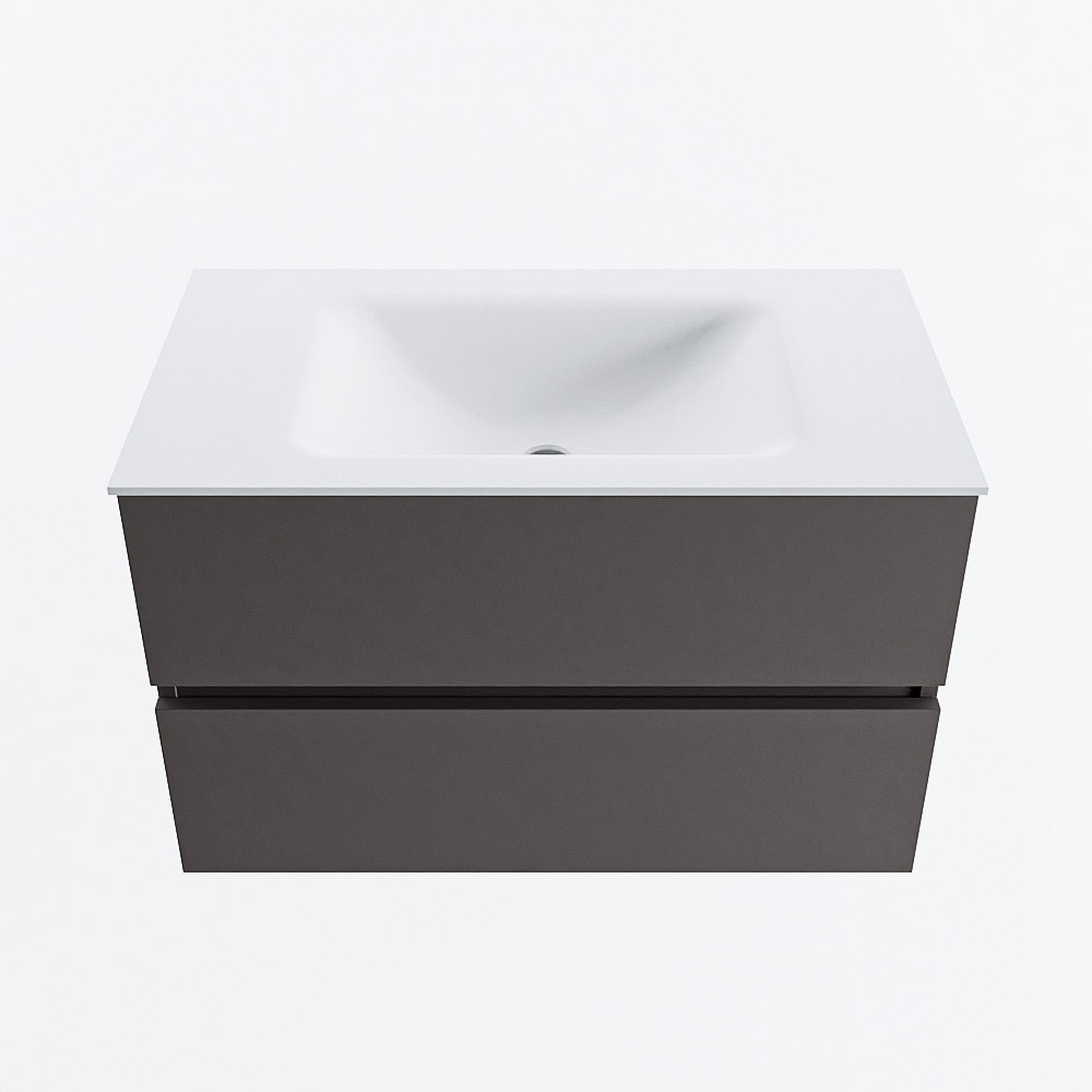 MONDIAZ VICA 80cm mueble de baño Dark Grey 2 cajones. Lavabo CLOUD Centro sin orificio, color Talc. 5 MONDIAZ VICA 80cm mueble de baño Dark Grey 2 cajones. Lavabo CLOUD Centro sin orificio, color Talc. - Imagen 5