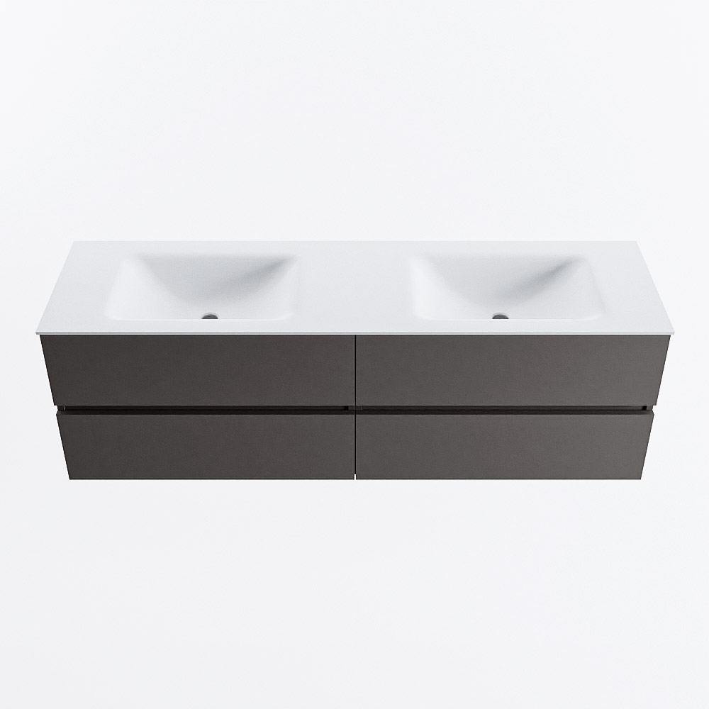 MONDIAZ VICA 160cm mueble de baño Dark Grey 4 cajones. Lavabo CLOUD Doble 2 orificios, color Talc. 5 MONDIAZ VICA 160cm mueble de baño Dark Grey 4 cajones. Lavabo CLOUD Doble 2 orificios, color Talc. - Imagen 5