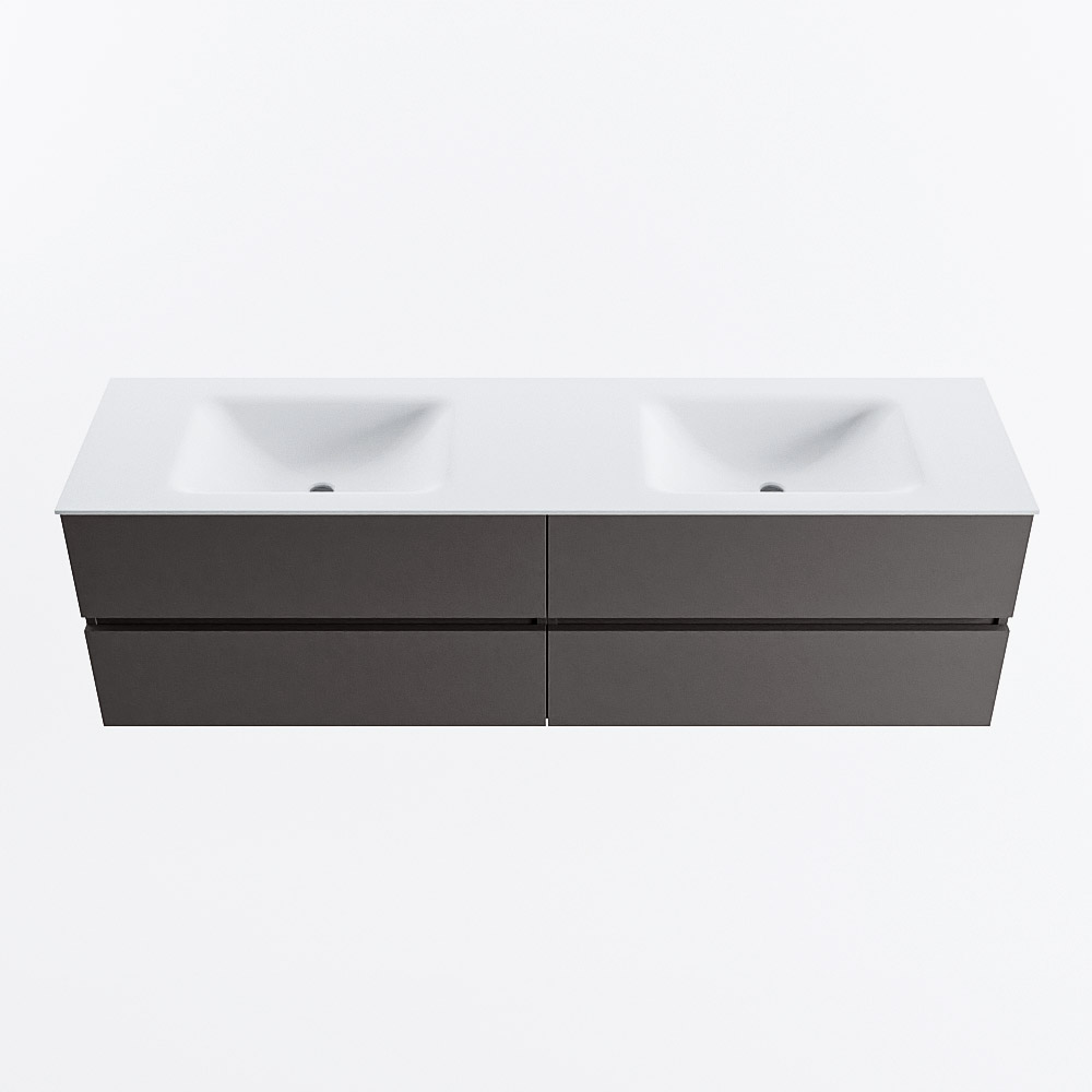 MONDIAZ VICA 170cm mueble de baño Dark Grey 4 cajones. Lavabo CLOUD Doble 2 orificios, color Talc. 5 MONDIAZ VICA 170cm mueble de baño Dark Grey 4 cajones. Lavabo CLOUD Doble 2 orificios, color Talc. - Imagen 5