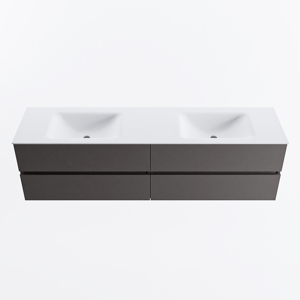 MONDIAZ VICA 180cm mueble de baño Dark Grey 4 cajones. Lavabo CLOUD Doble sin orificio, color Talc. 5 MONDIAZ VICA 180cm mueble de baño Dark Grey 4 cajones. Lavabo CLOUD Doble sin orificio, color Talc. - Imagen 5