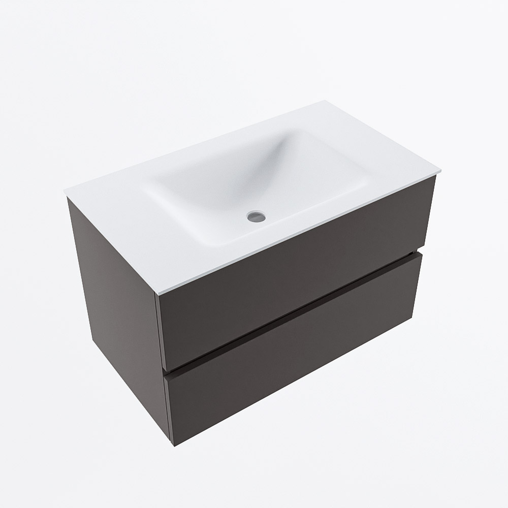 MONDIAZ VICA 80cm mueble de baño Dark Grey 2 cajones. Lavabo CLOUD Centro sin orificio, color Talc. 6 MONDIAZ VICA 80cm mueble de baño Dark Grey 2 cajones. Lavabo CLOUD Centro sin orificio, color Talc. - Imagen 6