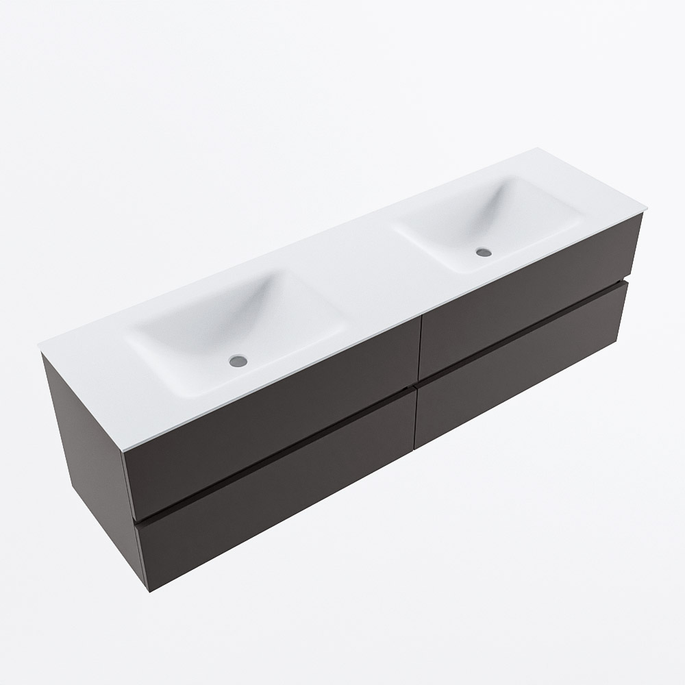 MONDIAZ VICA 170cm mueble de baño Dark Grey 4 cajones. Lavabo CLOUD Doble 2 orificios, color Talc. 6 MONDIAZ VICA 170cm mueble de baño Dark Grey 4 cajones. Lavabo CLOUD Doble 2 orificios, color Talc. - Imagen 6