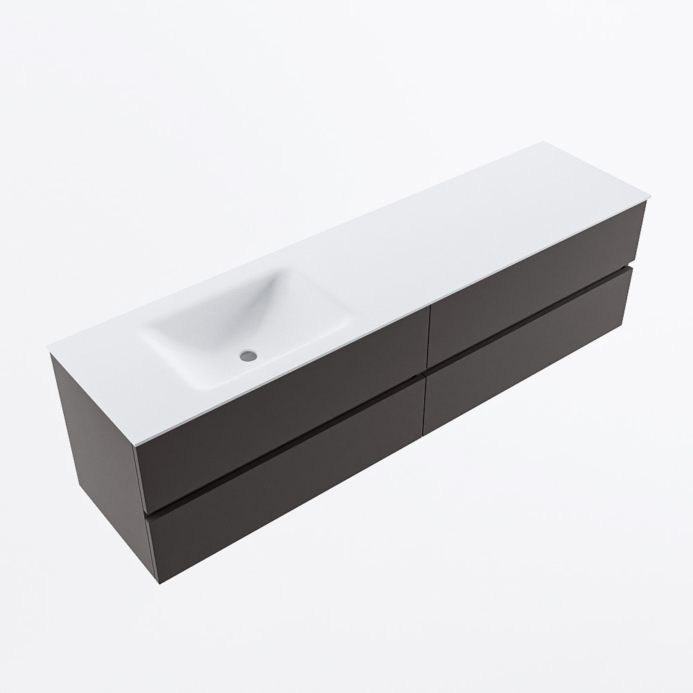 MONDIAZ VICA 180cm mueble de baño Dark Grey 4 cajones. Lavabo CLOUD Izquierda sin orificio, color Talc. 6 MONDIAZ VICA 180cm mueble de baño Dark Grey 4 cajones. Lavabo CLOUD Izquierda sin orificio, color Talc. - Imagen 6