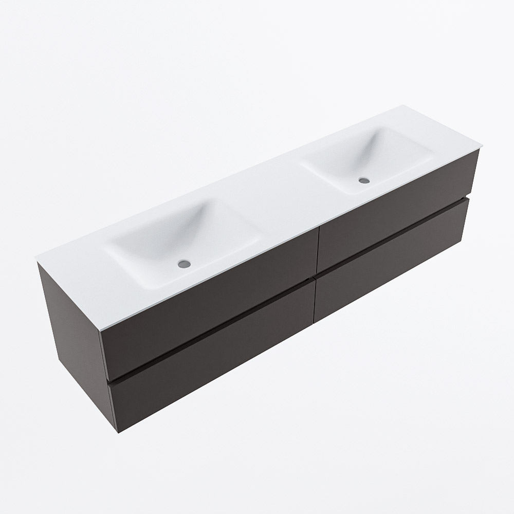 MONDIAZ VICA 180cm mueble de baño Dark Grey 4 cajones. Lavabo CLOUD Doble sin orificio, color Talc. 6 MONDIAZ VICA 180cm mueble de baño Dark Grey 4 cajones. Lavabo CLOUD Doble sin orificio, color Talc. - Imagen 6