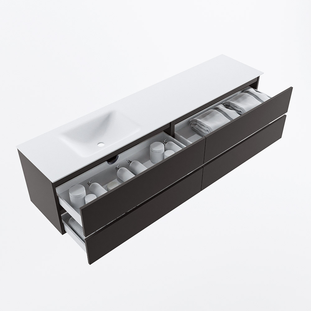 MONDIAZ VICA 200cm mueble de baño Dark Grey 4 cajones. Lavabo CLOUD Izquierda 1 orificio, color Talc. 7 MONDIAZ VICA 200cm mueble de baño Dark Grey 4 cajones. Lavabo CLOUD Izquierda 1 orificio, color Talc. - Imagen 7
