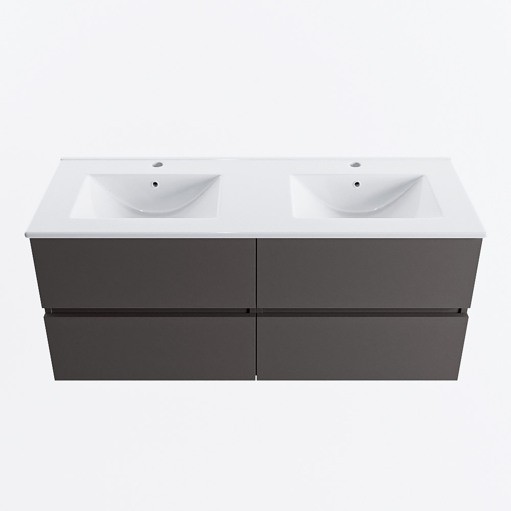 MONDIAZ VICA 120cm mueble de baño Dark Grey 4 cajones. Lavabo DENIA Doble 2 orificios, color Blanco brillo. 5 MONDIAZ VICA 120cm mueble de baño Dark Grey 4 cajones. Lavabo DENIA Doble 2 orificios, color Blanco brillo. - Imagen 5