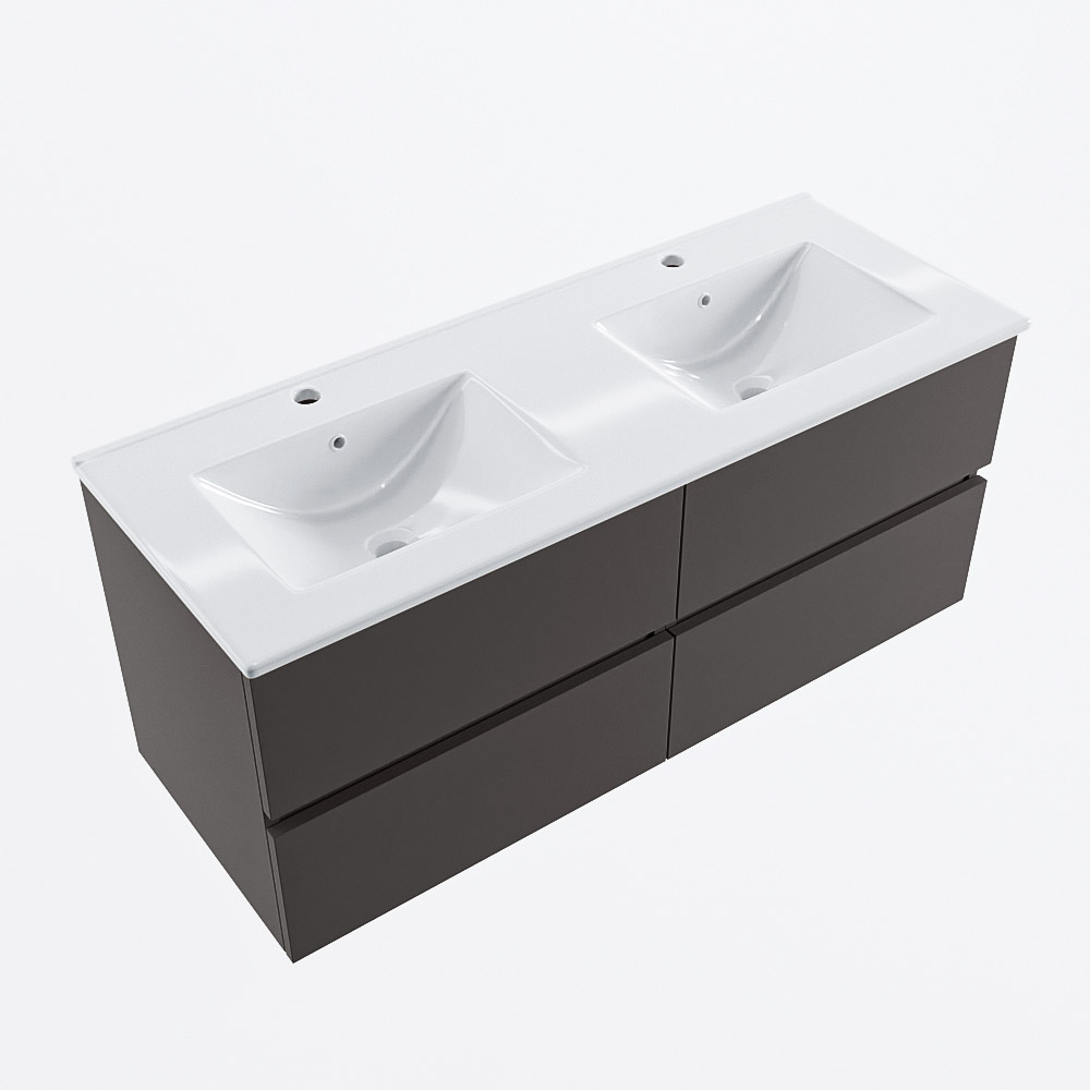 MONDIAZ VICA 120cm mueble de baño Dark Grey 4 cajones. Lavabo DENIA Doble 2 orificios, color Blanco brillo. 6 MONDIAZ VICA 120cm mueble de baño Dark Grey 4 cajones. Lavabo DENIA Doble 2 orificios, color Blanco brillo. - Imagen 6