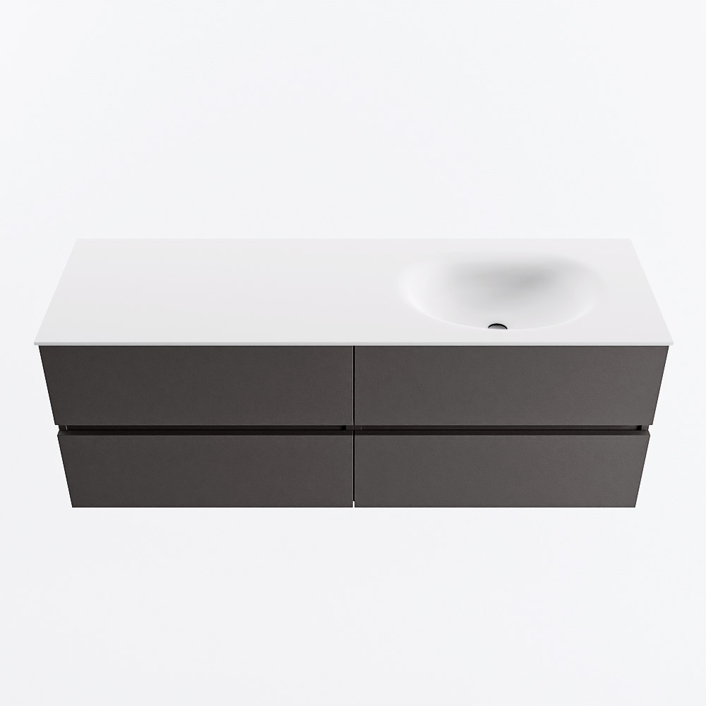 MONDIAZ VICA 140cm mueble de baño Dark Grey 4 cajones. Lavabo MOON Derecho sin orificio, color Talc. 5 MONDIAZ VICA 140cm mueble de baño Dark Grey 4 cajones. Lavabo MOON Derecho sin orificio, color Talc. - Imagen 5