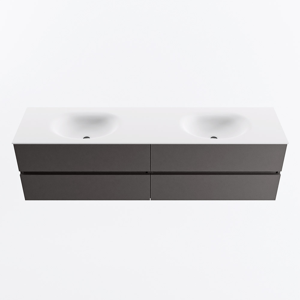 MONDIAZ VICA 180cm mueble de baño Dark Grey 4 cajones. Lavabo MOON Doble sin orificio, color Talc. 5 MONDIAZ VICA 180cm mueble de baño Dark Grey 4 cajones. Lavabo MOON Doble sin orificio, color Talc. - Imagen 5